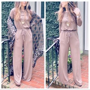 CHIC MOCHA FABULOUS WIDE LEG SIDE POCKETS JUMPSUIT.